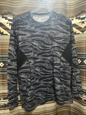 Russell Athletic Black & Gray Camouflage Base Layer Shirt
